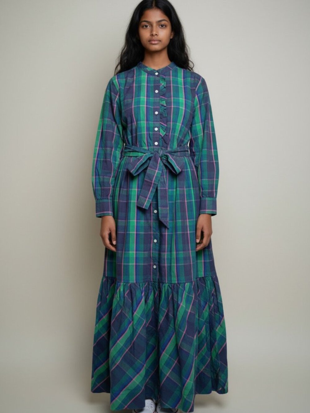 No Boundaries Women's Plus Size Tiered Plaid Midi/Maxi Dress Size XL 16-18